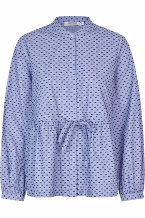 Masai Bluser & Skjorter, Dame, Blå, L, Bomuld, Navy Blazer Skjorte med Prikket Print