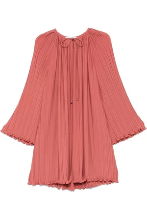 Lanvin Kjole, Dame, Lyserød, M, Fersken Ruffled Trim Kjole