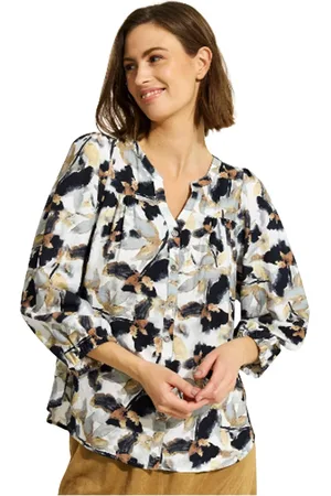 In Front Bluser & Skjorter, Dame, Flerfarvet, XL, Nylon, Multifarvet Melone Skjortebluse