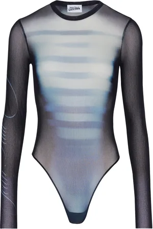Jean Paul Gaultier Top, Dame, Blå, XS, Blå Top med Gennemsigtigt Design