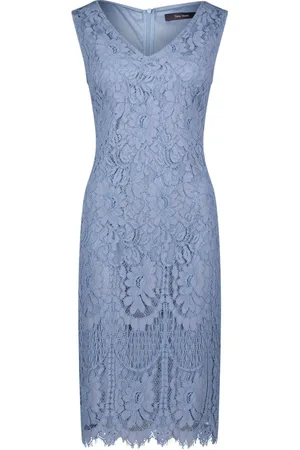 Vera Mont Kjole, Dame, Blå, 2XL, Blondekjole med buekant