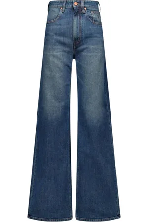 Jeckerson Jeans, Dame, Blå, W26, Læder, Jacky - Bukser 5 lomme palazzo fit