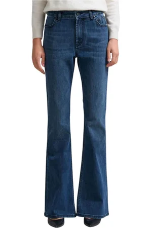 Jeckerson Jeans, Dame, Blå, W25, Læder, Jennifer - Bukser 5 lommer flared fit