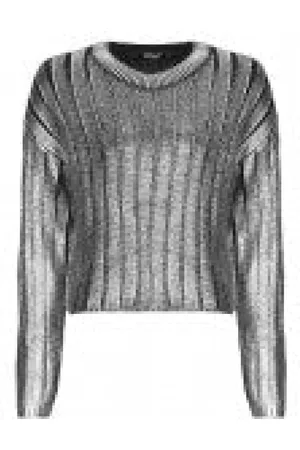 ONLY Strik, Dame, Grå, S, Uld, Ribbet Jersey Sweater til Kvinder
