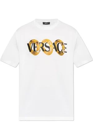 VERSACE Top, Herre, Hvid, M, Bomuld, T-shirt med trykt logo