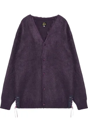 Pins & Needles Strik, Herre, Lilla, L, Kort Cardigan Sweater