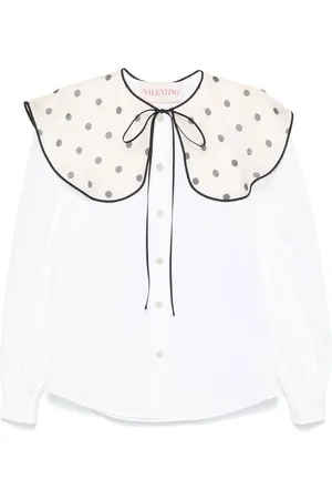 VALENTINO GARAVANI Bluser & Skjorter, Dame, Hvid, XS, Uld, Stilfuld skjorte med 6B3Ab7B35A60Bo mønster