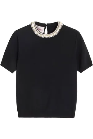 VALENTINO GARAVANI Strik, Dame, Sort, S, Uld, Stilfuld TOP til modeelskere