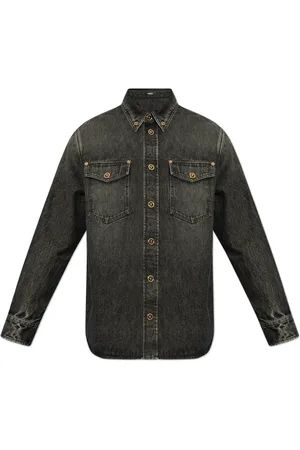 VERSACE Skjorte, Herre, Grå, XL, Denim, Denim skjorte