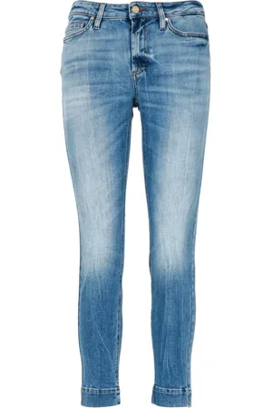 Don the Fuller Jeans, Dame, Blå, W27, Denim, Slim Fit Denim Jeans med Logo
