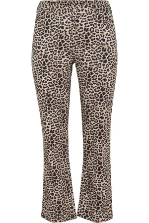 Kaffe Jeans, Dame, Flerfarvet, XL, Leopard Print Straight Leg Jeans