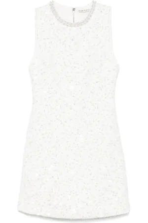 ALICE+OLIVIA Kjole, Dame, Hvid, S, Uld, Hvid Pailletkjole