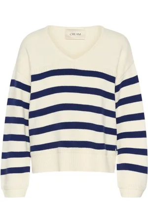 Cream Strik, Dame, , S, Bomuld, Stribet Strik Polo Pullover