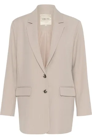Cream Jakke, Dame, Sort, 3XL, Uld, Klassisk Blazer med V-Hals og Lommer