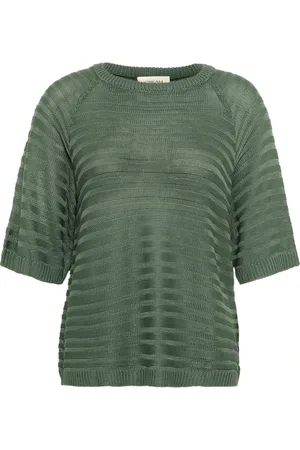 Cream Strik, Dame, Grøn, L, Uld, Struktureret Strik Pullover Laurel Wreath