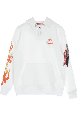Alpha Industries Sweathshirts & Hoodies, Herre, Hvid, XL, Bomuld, Flame Hoody X Hot Wheels