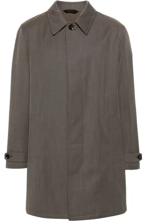 BRIONI Frakke, Herre, Grå, XL, Uld, Brun Uld Klassisk Frakke