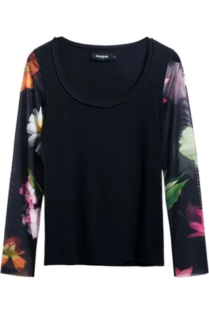 Desigual Top, Dame, Sort, L, Bomuld, Langærmet T-shirt Forår/Sommer Kollektion