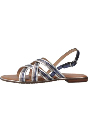 Geox Sko, Dame, Blå, 39 EU, Uld, Stilfulde flade sandaler til kvinder