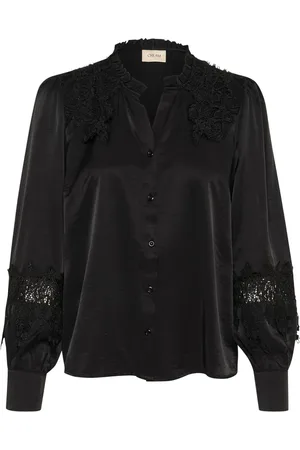 Cream Bluser & Skjorter, Dame, Sort, XL, Sort Blonde Skjorte med Puff Ærmer