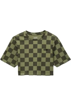 Vans Top, Dame, Grøn, L, Bomuld, Checker Crop II Kvinders T-shirt