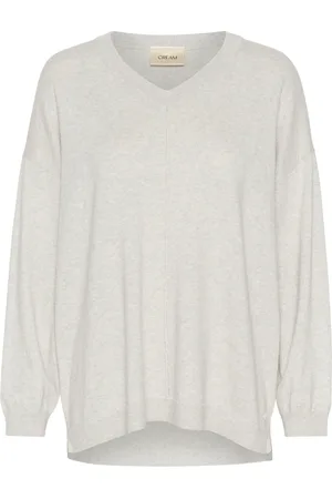 Cream Strik, Dame, Grå, L, Bomuld, Strik Pullover Lys Grå Melange
