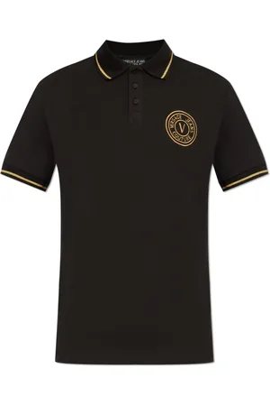 VERSACE Top, Herre, Sort, S, Bomuld, Polo med broderet logo