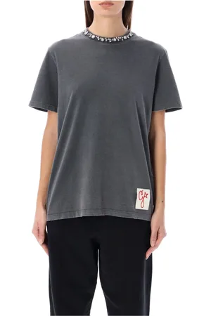 Golden Goose Top, Dame, Grå, L, Bomuld, Rhinestones Crewneck T-Shirt Antracite