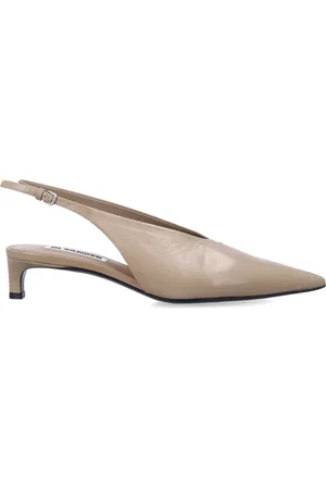 Jil Sander Sko, Dame, , 38 EU, Læder, Mørk Sand Sling-back Pumps