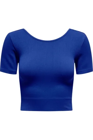 ONLY Top, Dame, Blå, S, Sømløs sports top med U-hals