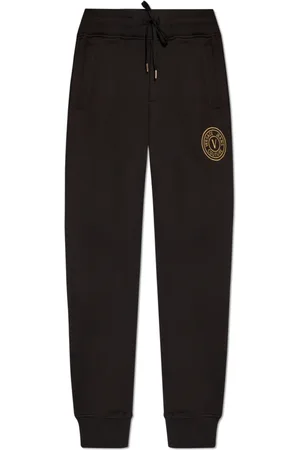 VERSACE Bukser, Herre, Sort, L, Bomuld, Sweatpants med broderet logo