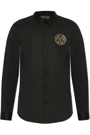 VERSACE Skjorte, Herre, Sort, L, Bomuld, Skjorte med trykt logo