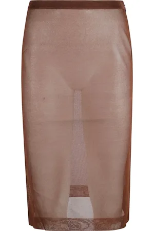 Saint Laurent Nederdel, Dame, Brun, M, Rayon, Blyant Nederdel med Jupe Crayon