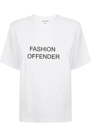 Victoria Beckham Top, Dame, Hvid, S, Uld, Stilfuld Slogan Tee Skjorte