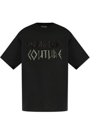 VERSACE Top, Herre, Sort, 2XL, Bomuld, T-shirt med broderet logo