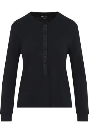 Tom Ford Top, Dame, Sort, XS, Bomuld, Sort T-shirt med silke-bomuldsblanding
