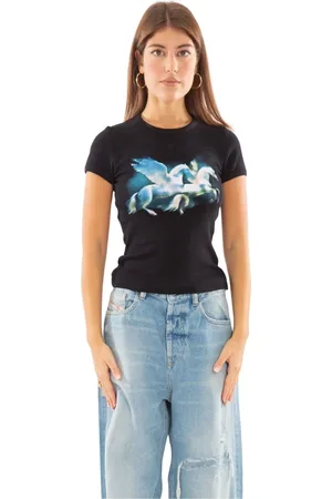 MISBHV Top, Dame, Sort, L, Uld, Sort Heste Baby Tee