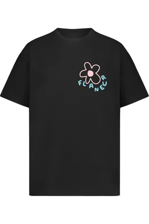 FLÂNEUR Top, Herre, Sort, XL, Blomst T-shirt