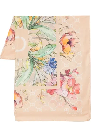 Twin-Set Tilbehør, Dame, Flerfarvet, ONE SIZE, Beige Mix Print Tørklæde