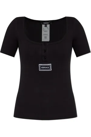 VERSACE Top, Dame, Sort, 2XL, Bomuld, Rillet lingeritop