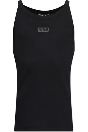 VERSACE Top, Herre, Sort, XL, Bomuld, Ribbet ærmeløs top
