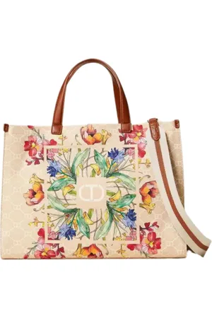 Twin-Set Taske, Dame, , ONE SIZE, Uld, Blomstret shopper taske med skulderrem