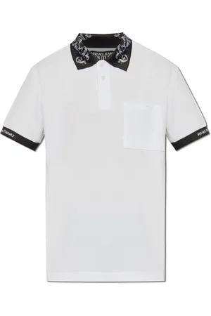 VERSACE Top, Herre, Hvid, 2XL, Bomuld, Polo med lomme