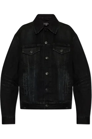 Balenciaga Jakke, Dame, Sort, M, Denim, Denimjakke med vintageeffekt