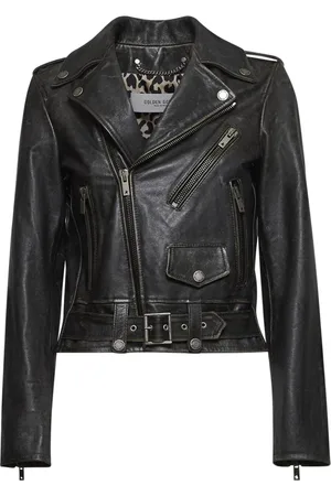 Golden Goose Jakke, Dame, Sort, S, Læder, Sort Læder Bikerjakke