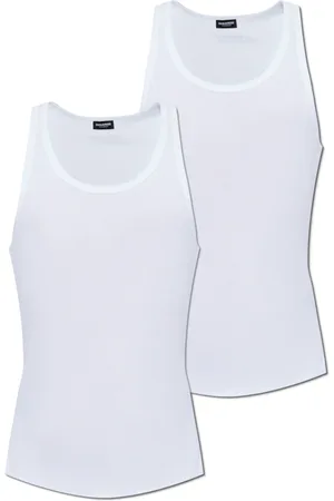 Dsquared2 Top, Herre, Hvid, L, Bomuld, To-pak ærmeløse T-shirts
