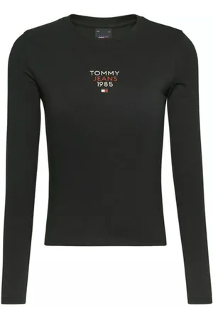 Tommy Hilfiger Top, Dame, Sort, XS, Bomuld, Langærmet bomuldst-shirt
