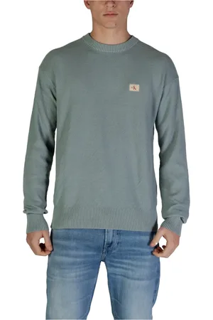 Calvin Klein Strik, Herre, Grøn, XL, Bomuld, Herresweatshirt Forår/Sommer Kollektion