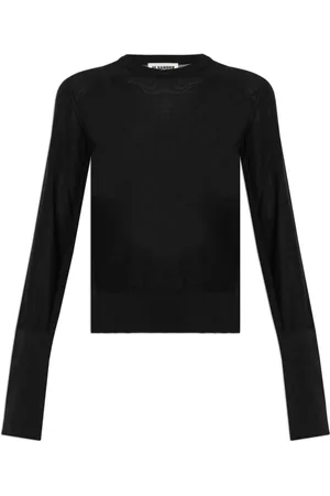 Jil Sander Strik, Dame, Sort, S, Crewneck Sweater