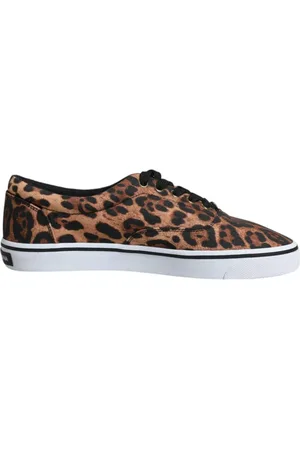 Dolce & Gabbana Sko, Herre, Brun, 40 1/2 EU, Bomuld, Leopard Print Sneakers med Lav Top